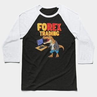 Humorous T-Rex Forex Trading Baseball T-Shirt